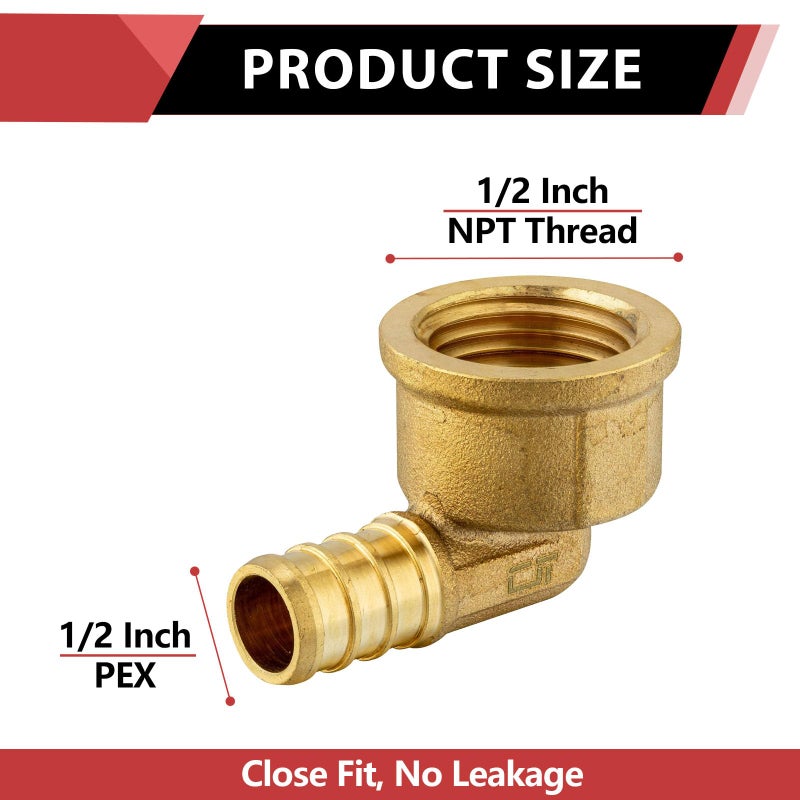 EFIELD 10-Pack EFIELD Pex Crimp Fittings 1/2"x1/2" Female Threaded NPT Elbow, ASTM F1807,(PEX1807106) - Image 2